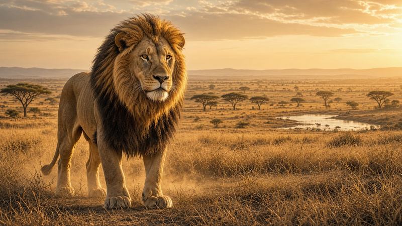 Pride title still: a lion on the Serengeti